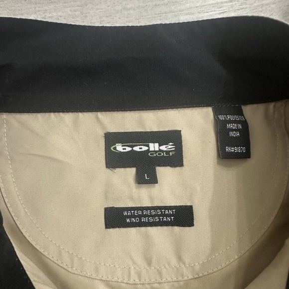 bollé GOLF Tan & Black Colorblock Quarter Zip Windbreaker Waterproof Sz L - Picture 3 of 5